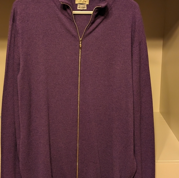 100% Cashmere Men's purple XXL 1/2 zip sweater John Laing made in Scotland - Picture 9 of 11